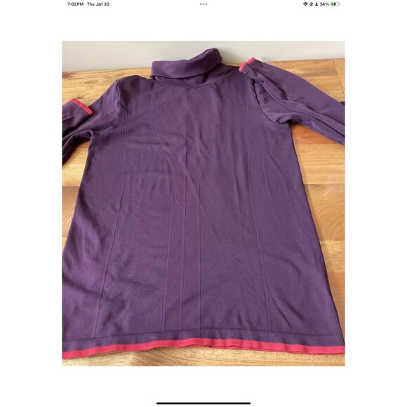 Athleta Womans L Seamless Turtleneck Workout/Layering Long Sleeve Top Purple - Picture 3 of 8